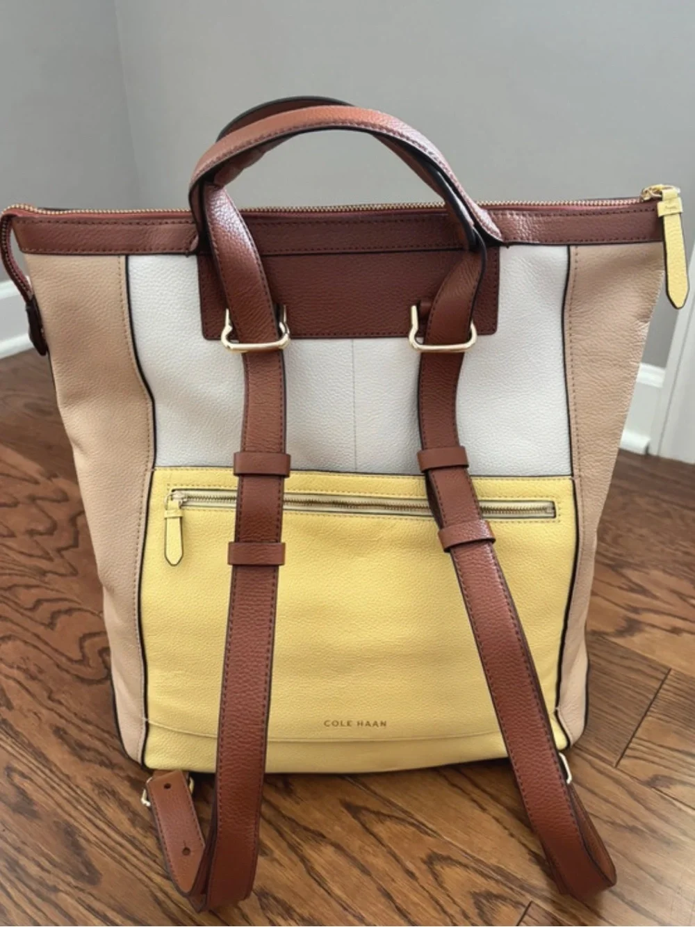 Cole Haan Colorblock Messenger Bag in Yellow, White and Brown